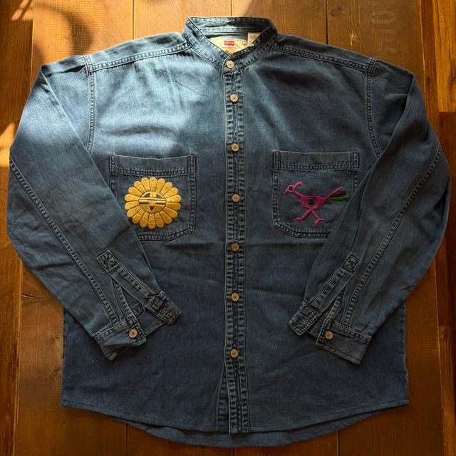 ナスングワム【Nasngwam】Indian motif Denim Shirt　Mサイズ