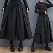 ドロスト付き パッチポケット ワイドパンツ  00179
