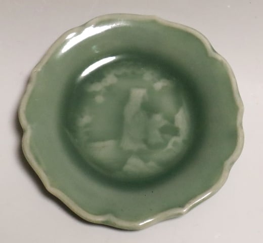 骨董青磁三田青磁超希少瓢箪著書掲載品同手豆皿小皿1客