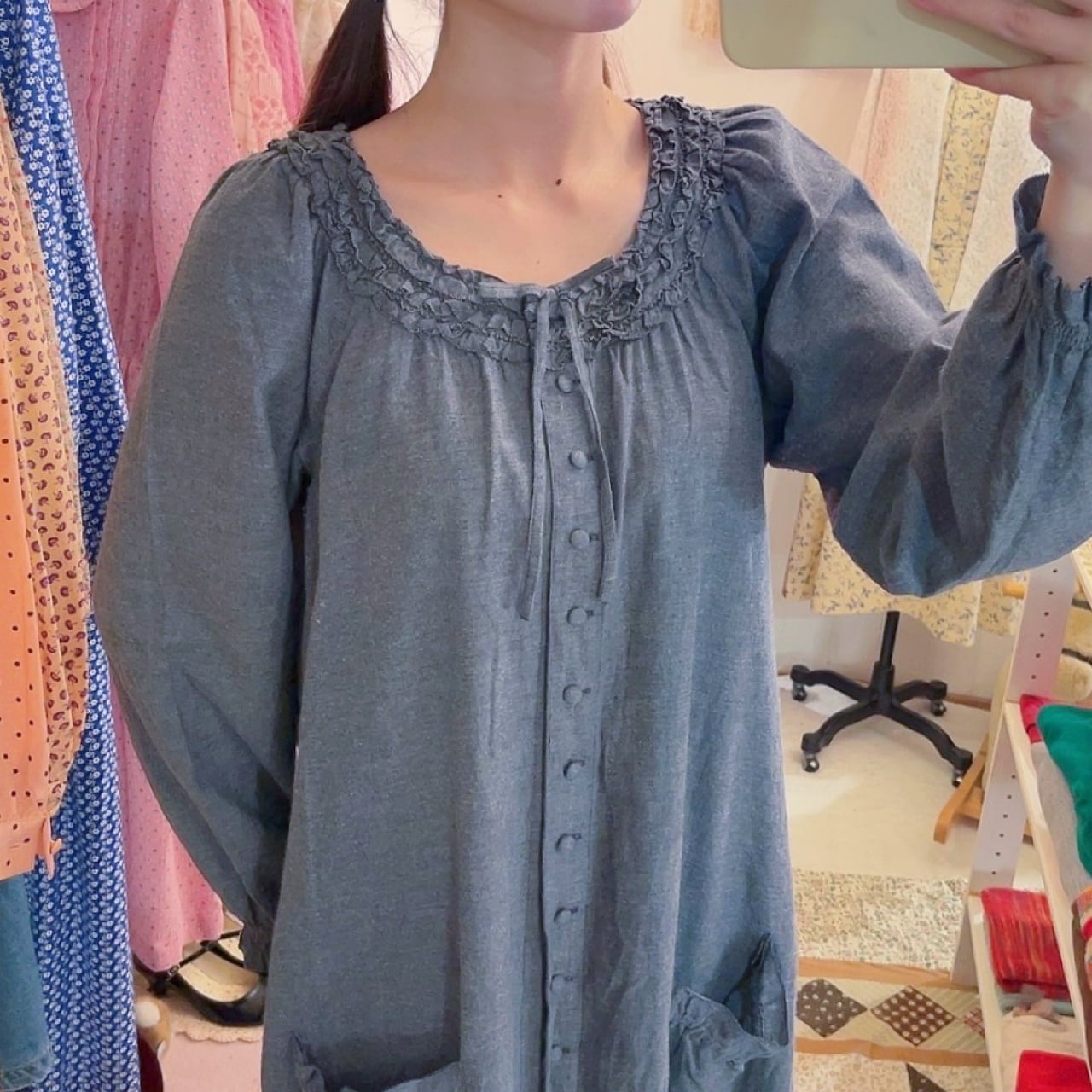 PINKHOUSE / cotton frill gather one-piece