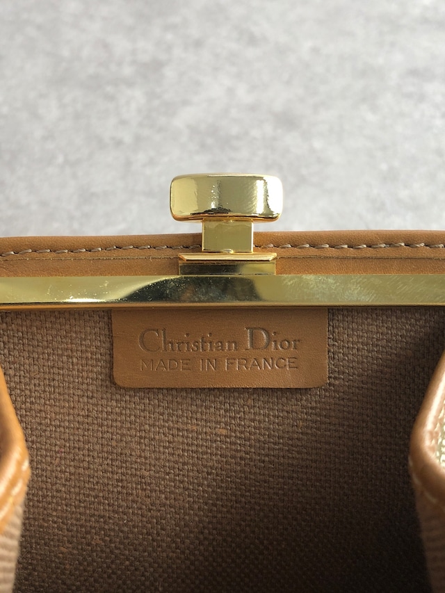 Christian Dior クリスチャン ディオール ハニカム柄 財布 ベージュ ロゴプレート PVC コインケース vintage ヴィンテージ オールド ds7dx5