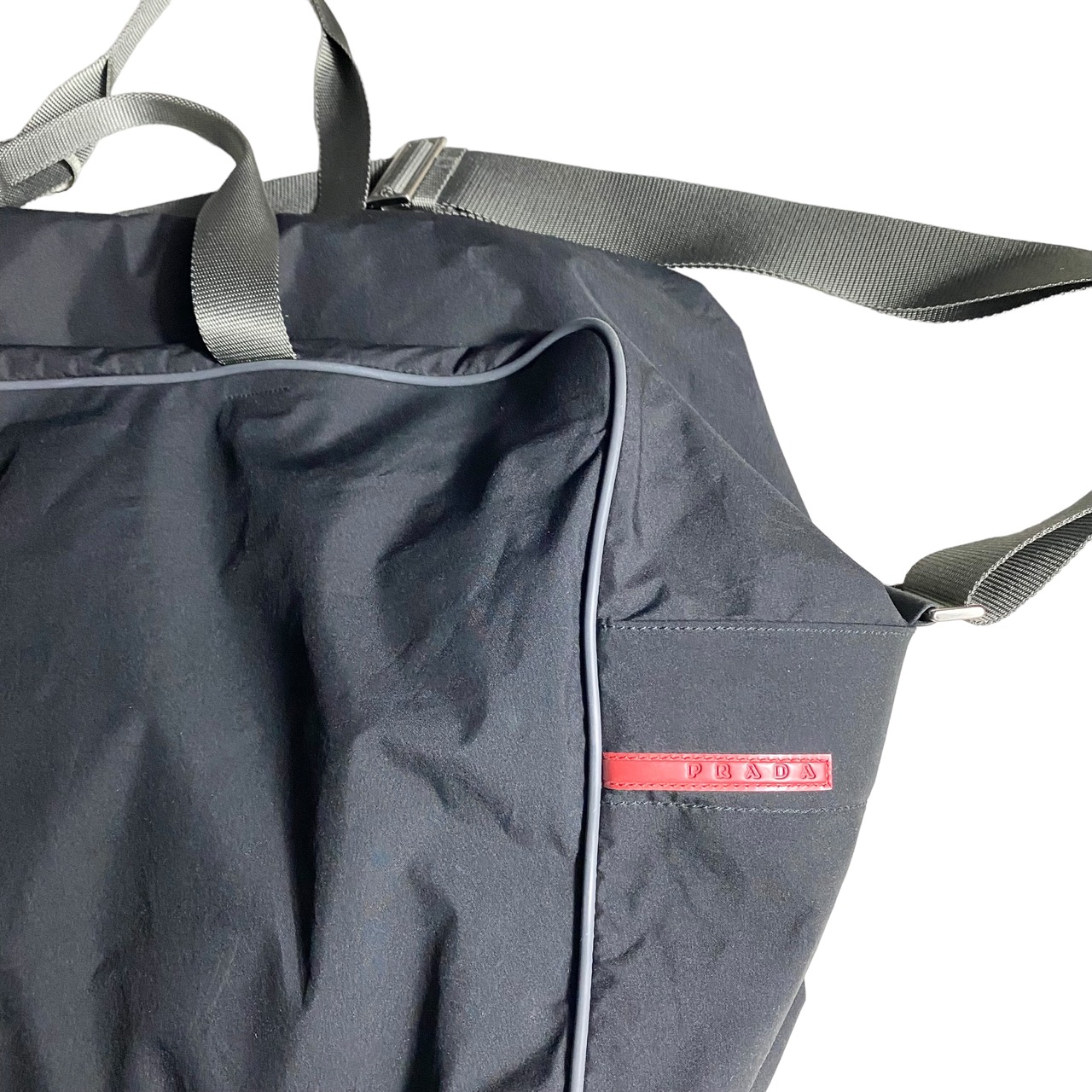 PRADA SPORT black technical fabric big boston bag