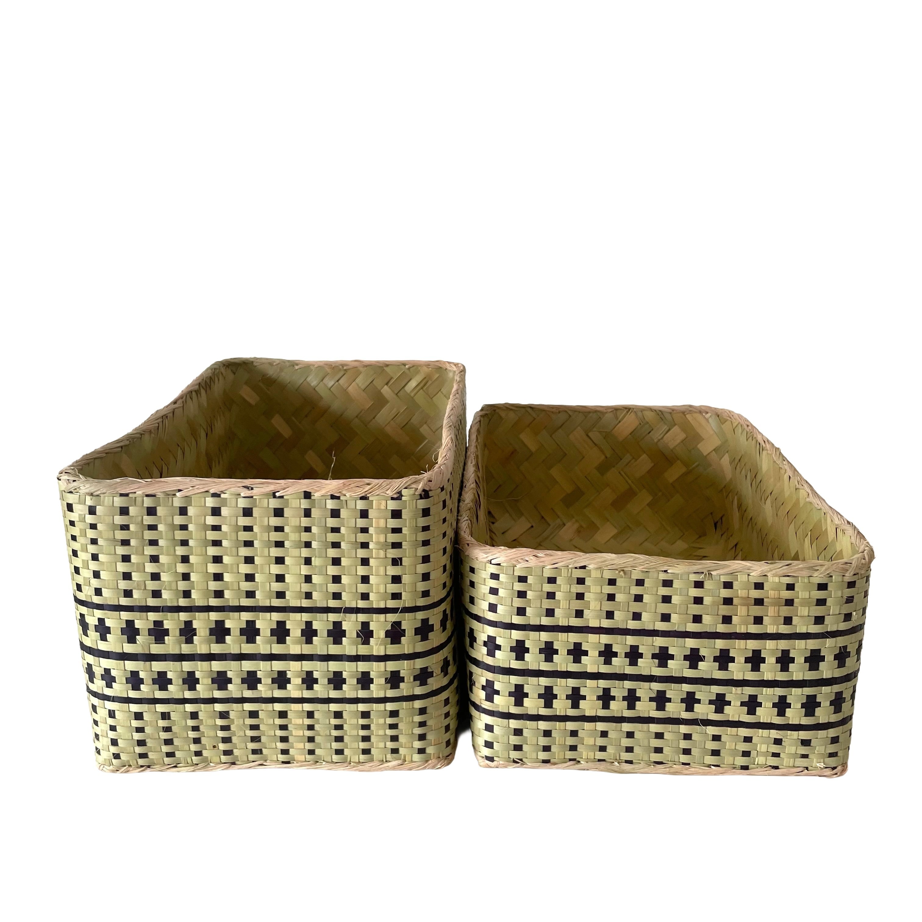 Rectangular colourful basket M w26cm×16cm×h16cm四角カラフル蓋付き