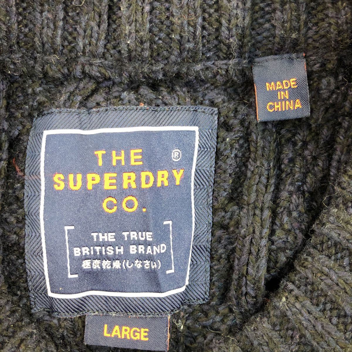THE SUPER DRY CO. 混紡 ニット セーター L ネイビー 極度乾燥