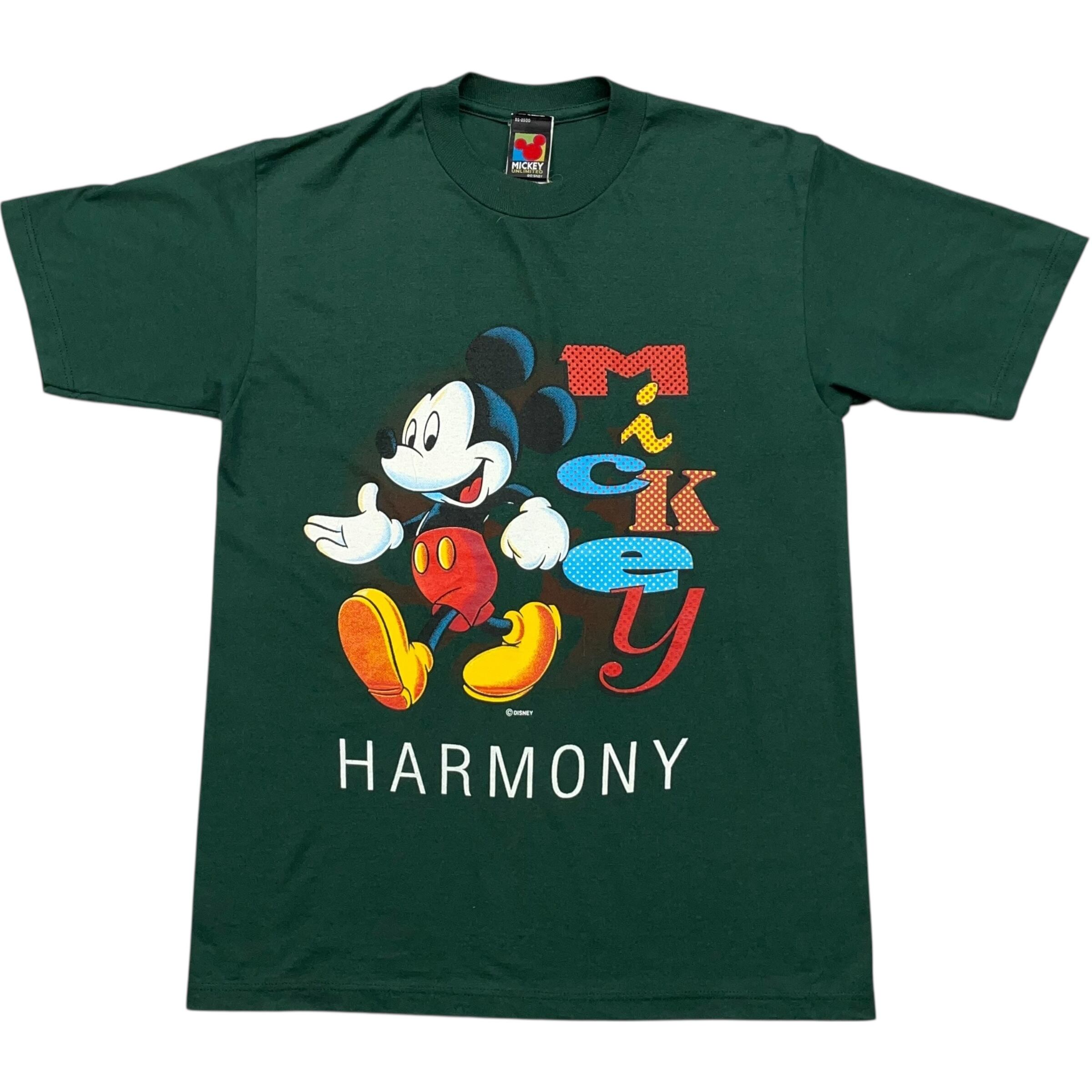 《M》 MICKEY UNLIMITED Disney ディズニー Tシャツ ミッキーマウス プリント グリーン USA製 no.7934