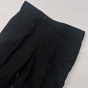 上下 TAKEO KIKUCHI タケオキクチ EVANDALE SILK&WOOL ストライプ テーラードジャケット パンツ セットアップ スーツ/ブラック メンズ