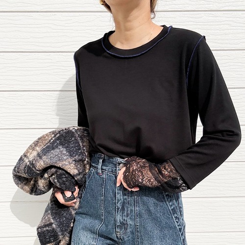 【WEB限定アイテム】レース切替カットソー