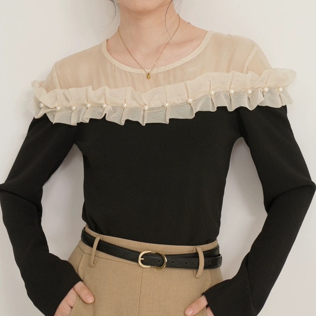 シアーショルダーデザイントップス_r000776