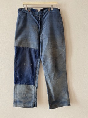 50's French vintage moleskin work pants