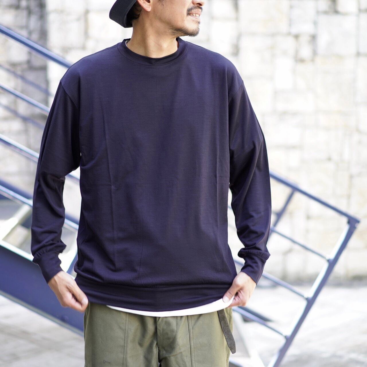 comoli ウール天竺クルー 23ss 3 navy - Tシャツ