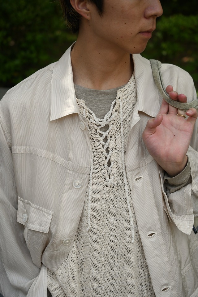 obafer / Exclusive 和紙Lace up vest (White杢)