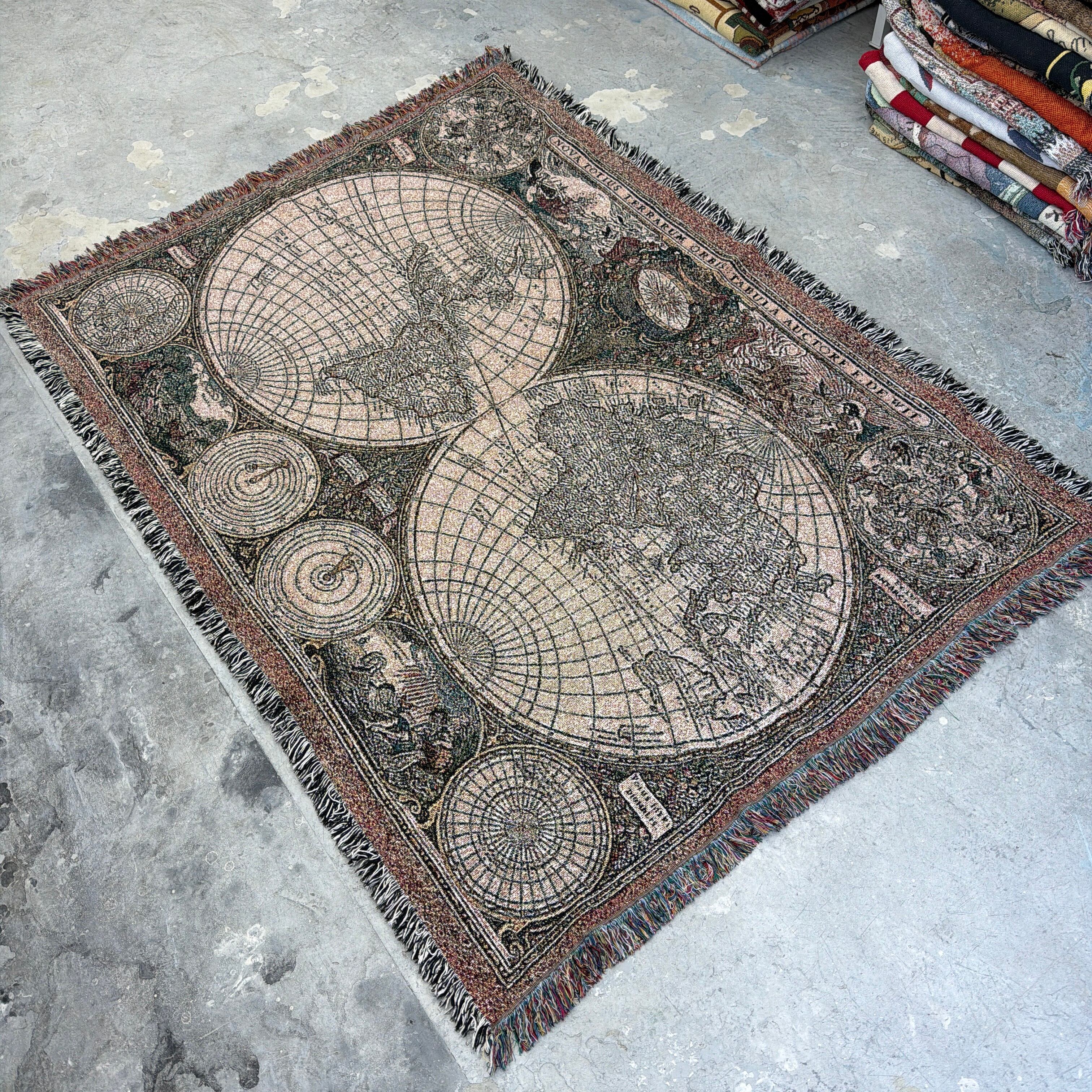 海 魚 マルチカバー ソファーカバー ヴィンテージラグ 160x121 | Beo