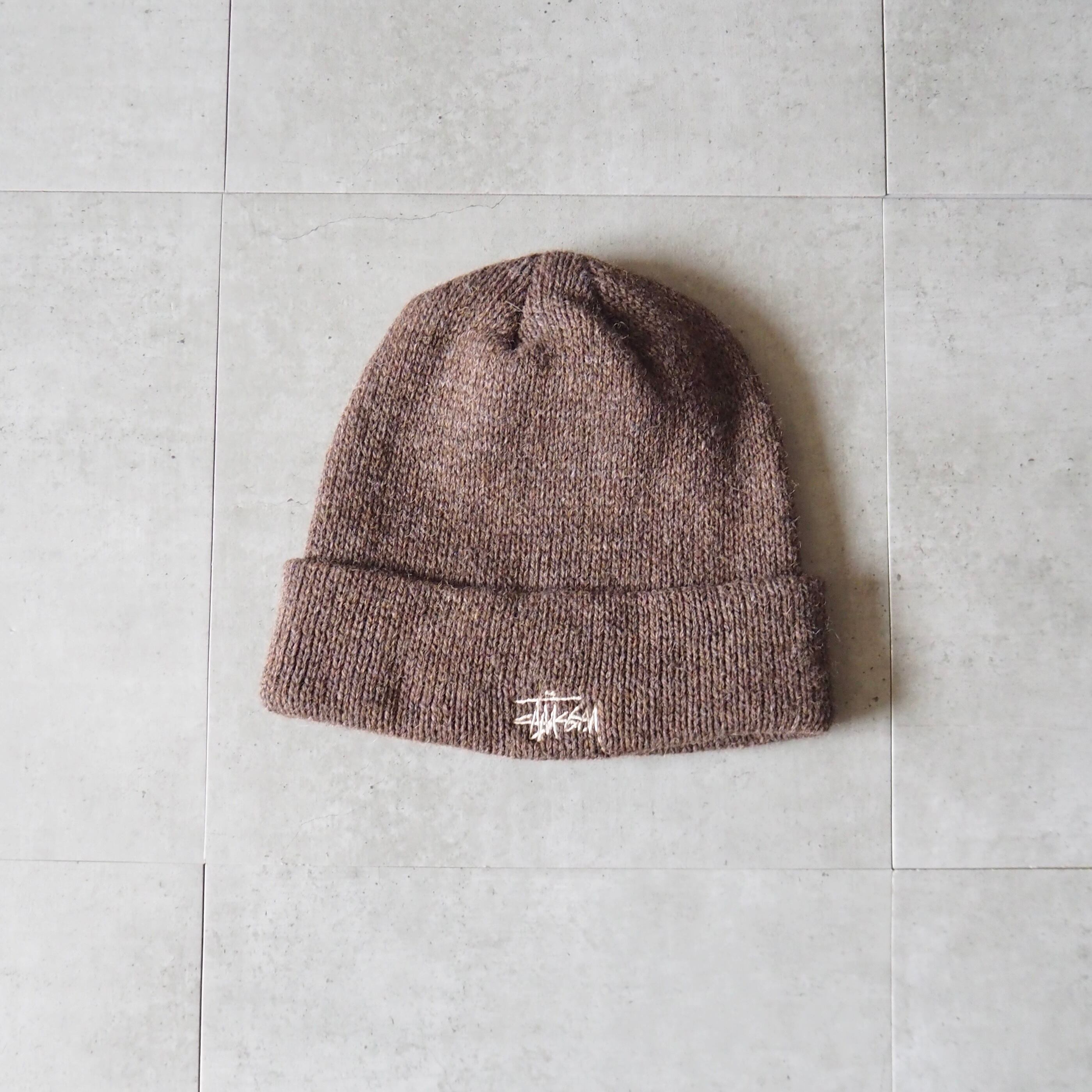 90s OLD STUSSY/Logo embroidery Long Beanie/Free/刺繍ロゴ/ロング