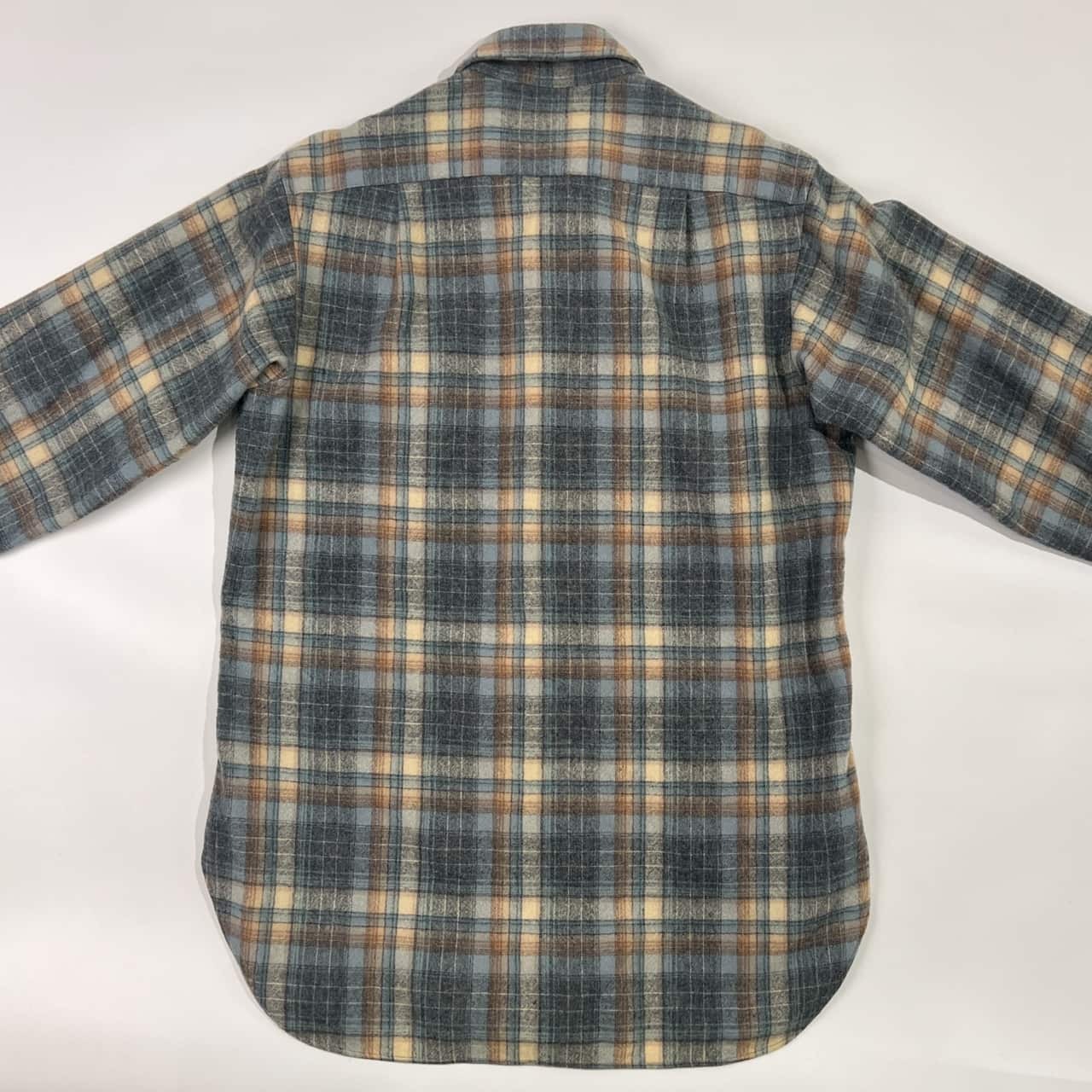 70s USA製 PENDLETON ペンドルトン チェック ウール 長袖 シャツ 15 1/2 /ブルー系 メンズ ビンテージ