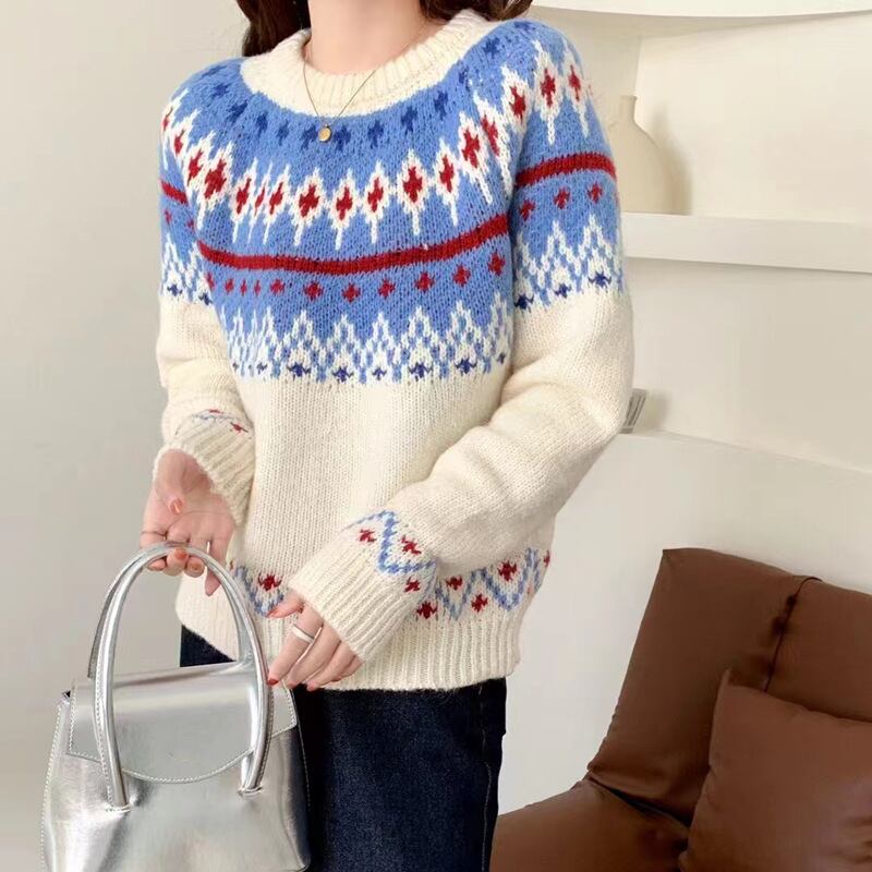 【tops】ジャカードニットセーター M33353