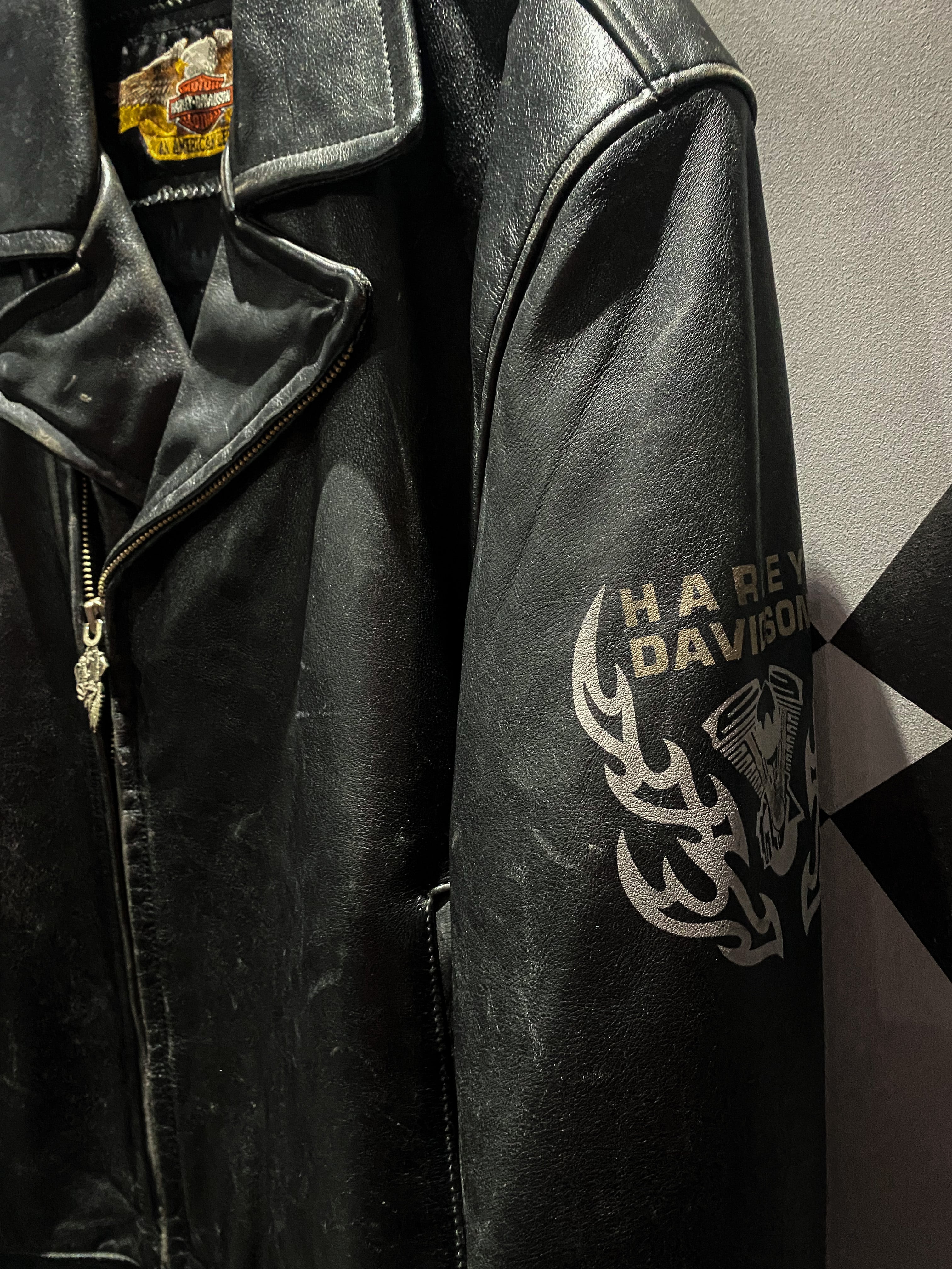 ハーレーダビットソン ライダースジャケット さまし 本羊革 ムートン 