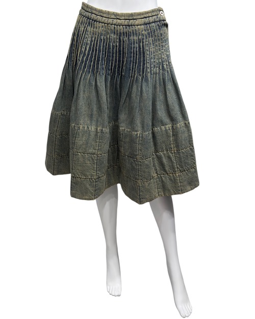 AW2000 CHANEL PLEATED DENIM SKIRT