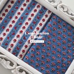 ブロックプリント生地【50cm単位】インド綿  小花柄 ブルー×赤 #46998-BL1