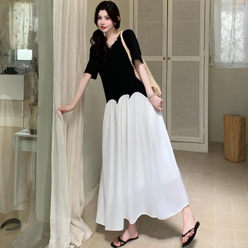 大きいサイズ夏服切り替え可愛いゆったり半袖ワンピース４L ラージ