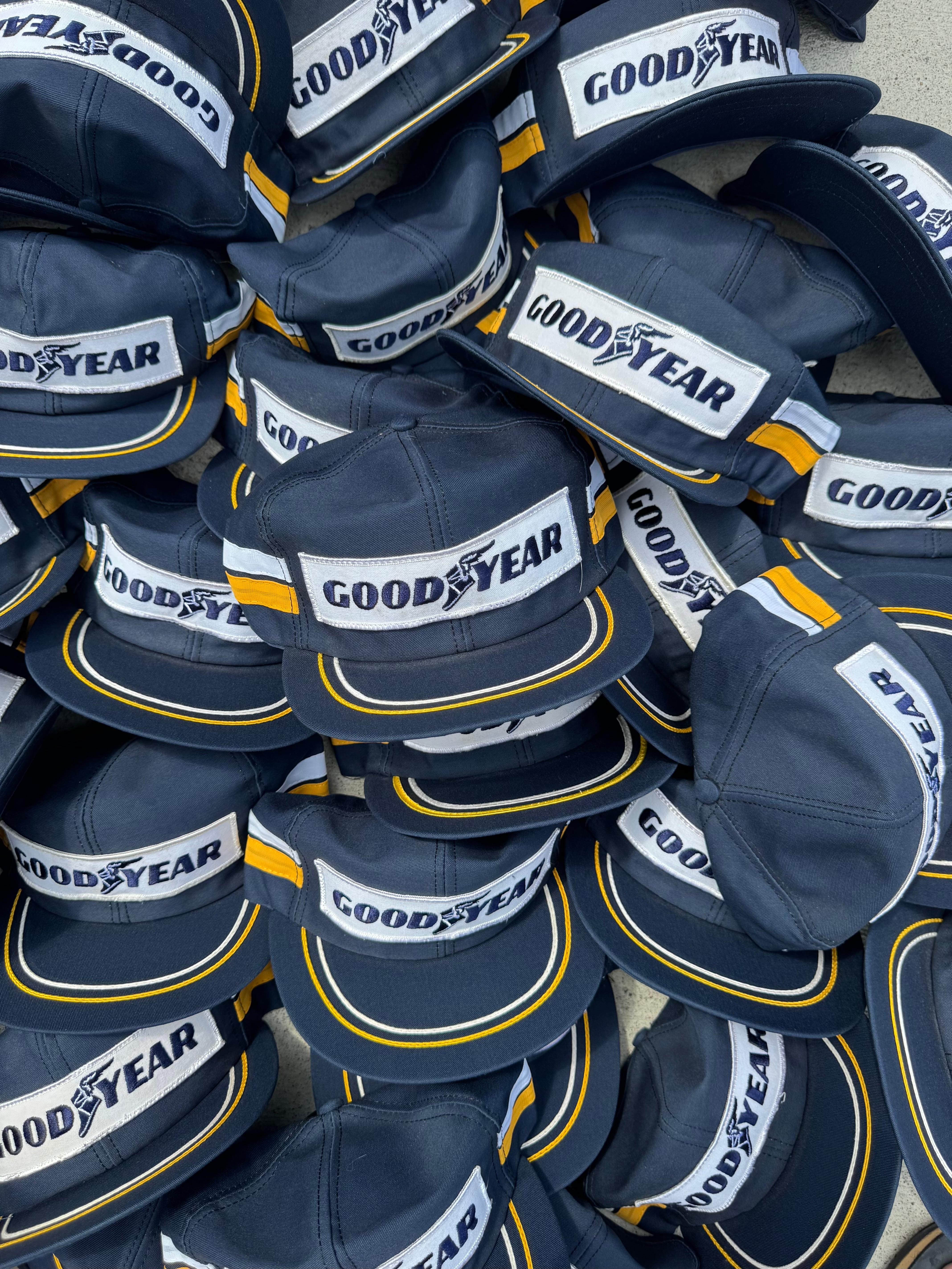 DEADSTOCK! "Goodyear" Racing Trucker Hat Made in USA by Louisville MFG. Co.