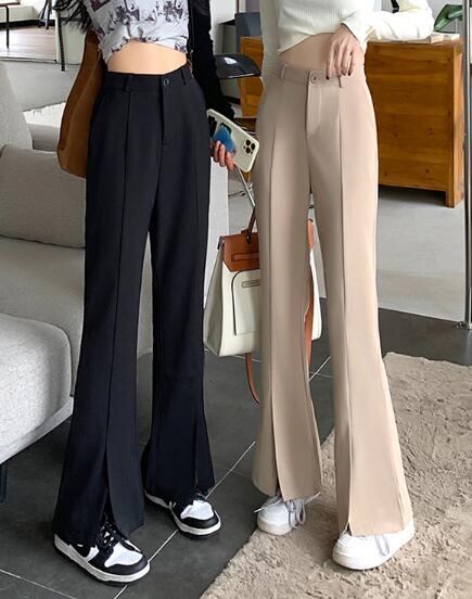 新作 レディース ボトムス ズボン パンツ スラックス ワイドパンツ スリット ハイウェスト