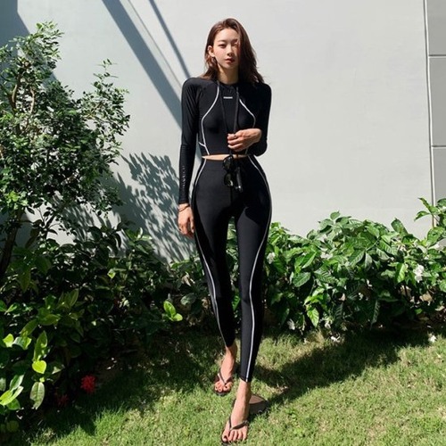 水着 ラッシュガード 上下セット レディース 長袖 日焼け防止 長袖 ロング 水着 マリンスポーツ スイムウエア タイトストレッチ 長袖 ロング 水着 ラッシュガード 上下セット レディース 黒