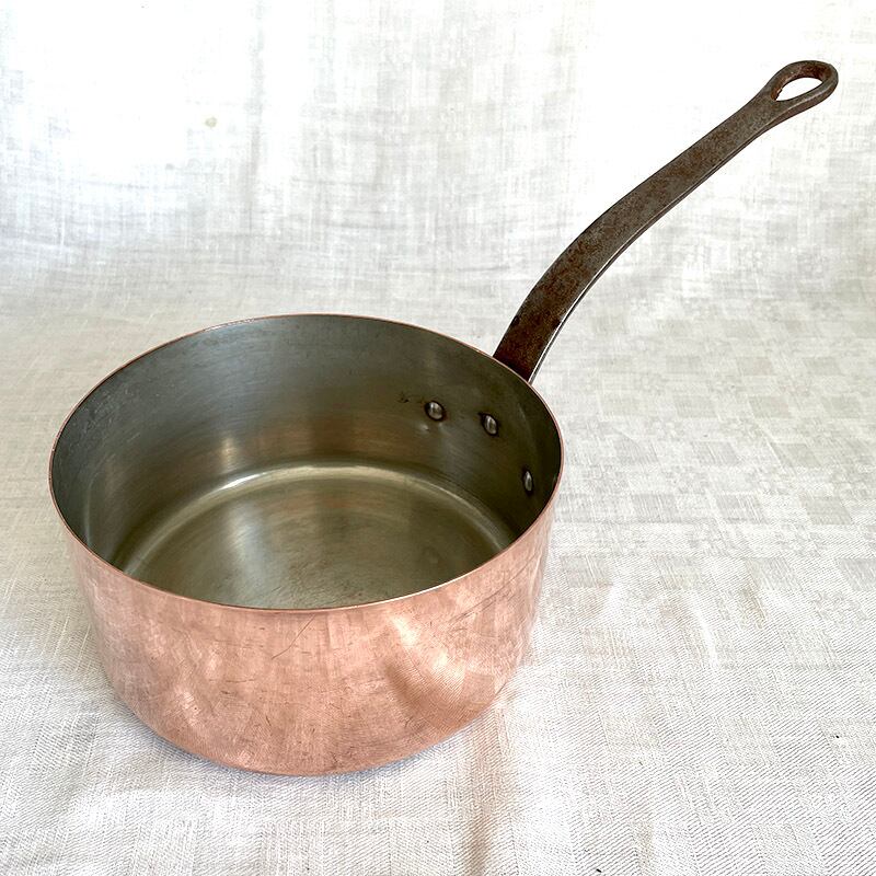 フランス製 FABRICATION FRANCAISE 銅片手鍋 銅鍋 直径160mm 12KWbl7