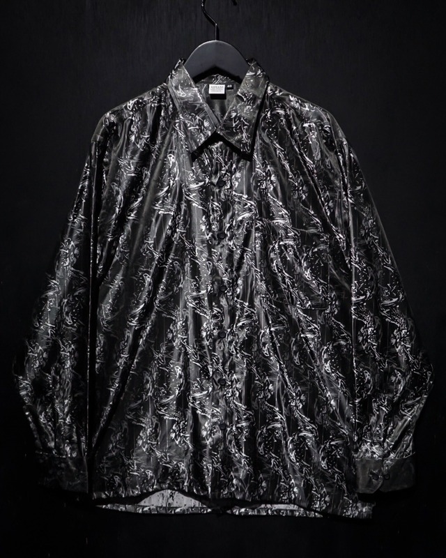【WEAPON VINTAGE】Abstract Pattern Metallic Black Vintage Loose Shirt