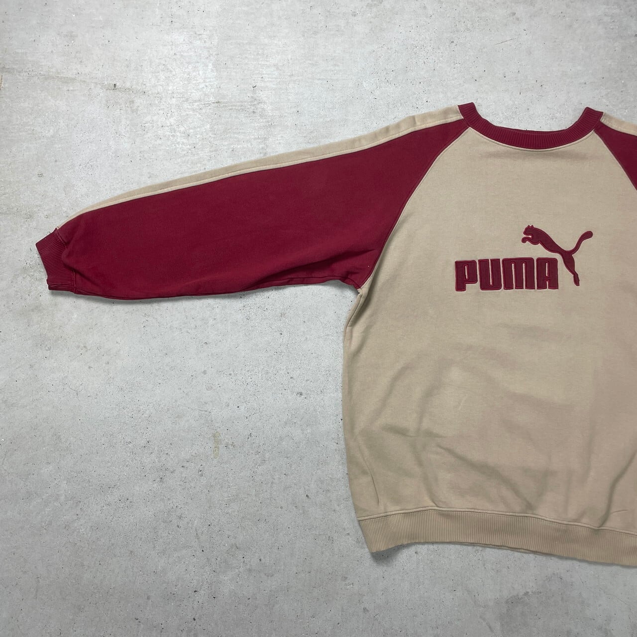 90年代 PUMA プーマ フロントロゴ 刺繍 バイカラー スウェットシャツ