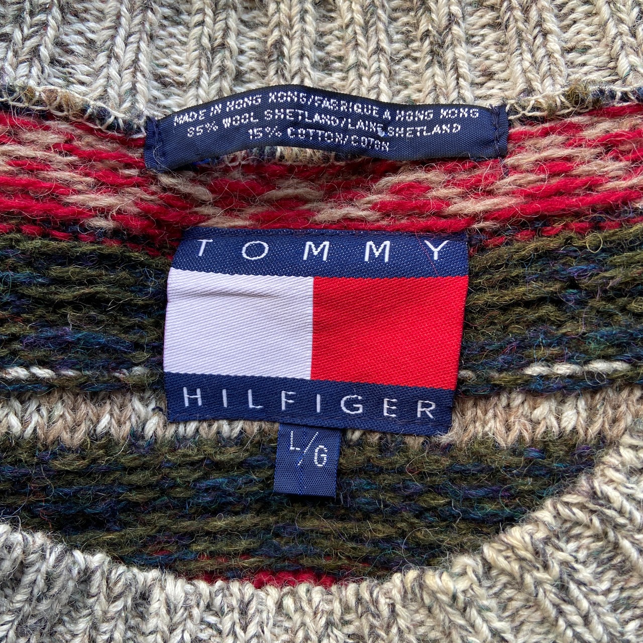 90年代 TOMMY HILFIGER トミーヒルフィガー フェアアイル柄 ウール 