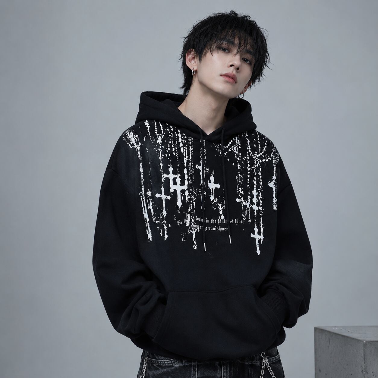 Cross design hoodie 0003