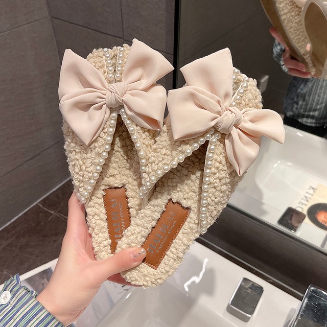 ミュールサマーレッドスタイルパールリボン 靴 シューズ 夏物 真珠 部族の婦人靴1248173235