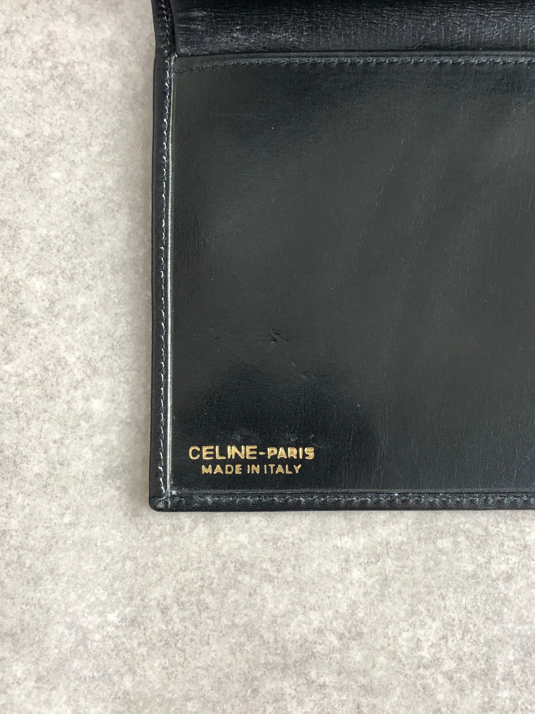 CELINE セリーヌ 財布 ブラック 馬車 レザー 三つ折り vintage