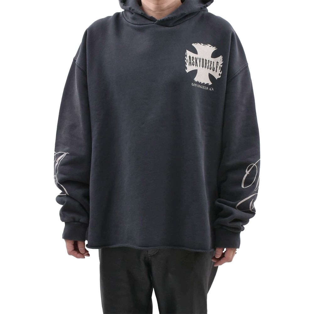 ASKYURSELF】RAW AY CROSS HOODIE | AYIN