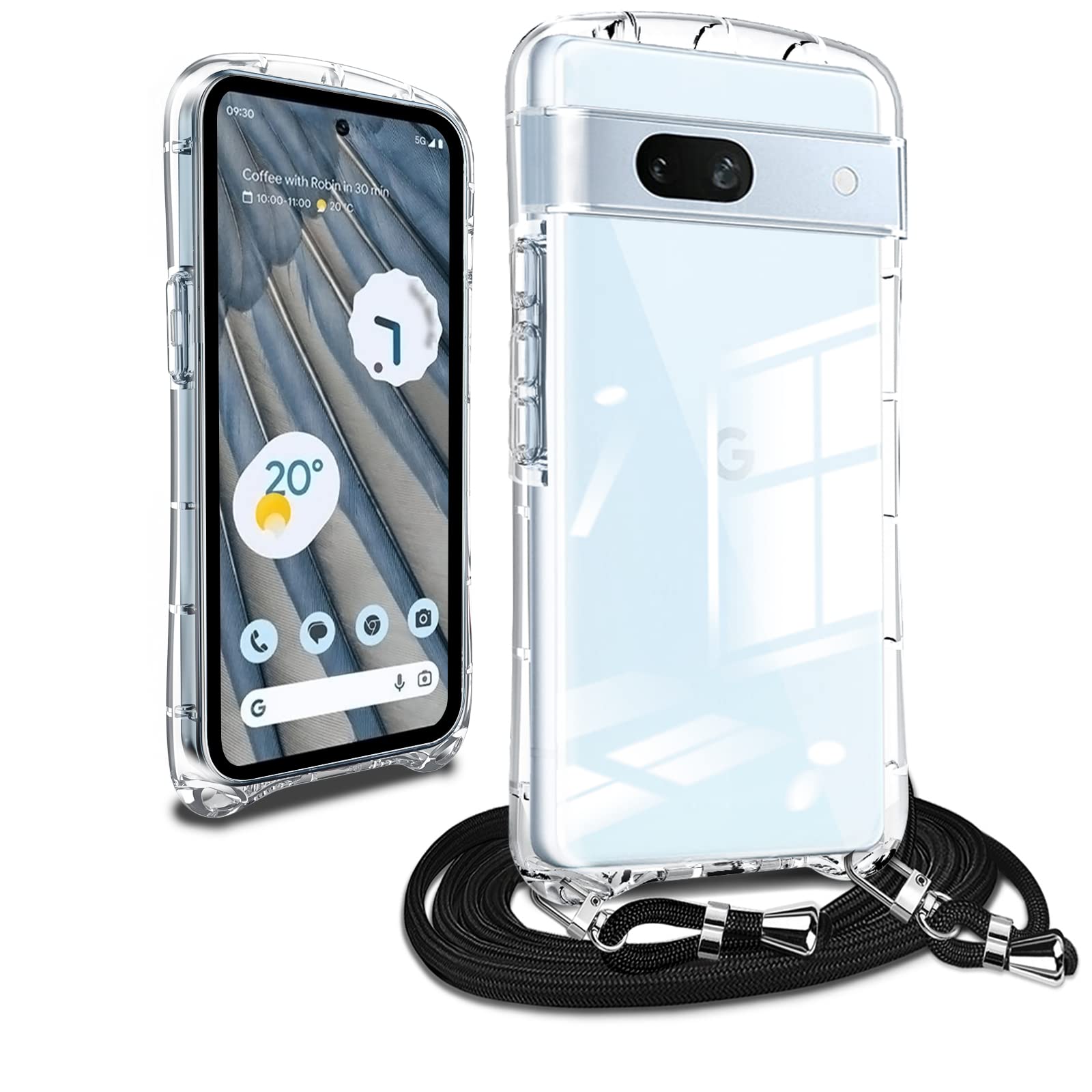 Shengkawang Google Pixel 7a 用 ケース ショルダー ピクセル 7a ストラップ 韓国 スマホケース 全透明