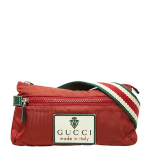 グッチ ロゴ ボディバッグ ウエストバッグ ショルダーバッグ 189663 レッド グリーン ナイロン レディース GUCCI 【中古】
