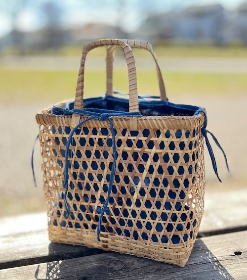 温泉かごバッグ〈内袋付き〉パームツリーバスケットMサイズ