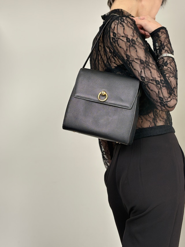 CELINE セリーヌ ショルダーバッグ ブラック サークル レザー ワンショルダー vintage ヴィンテージ オールド eefby6