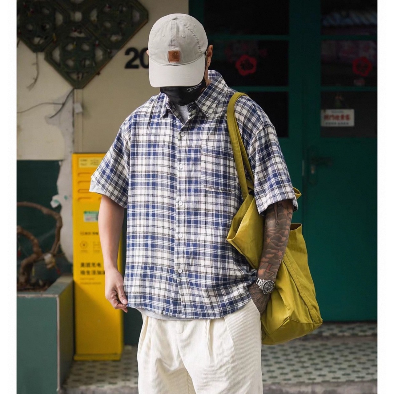 Flannel check chest pocket shirt 1457 - 1