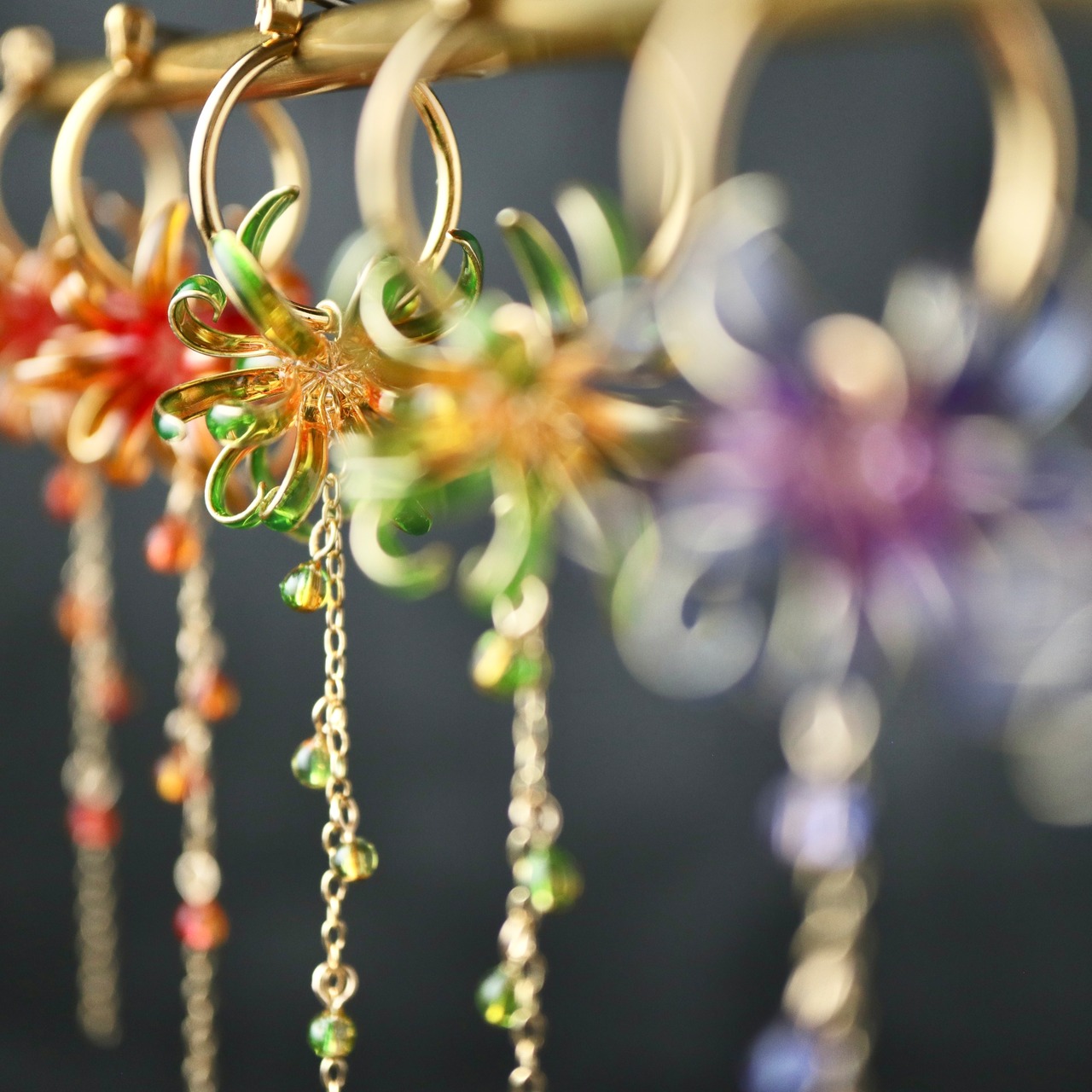 打ち上げ花火 －Spider lily－ | Japanese Fireworks & Red Spider Lily Earrings