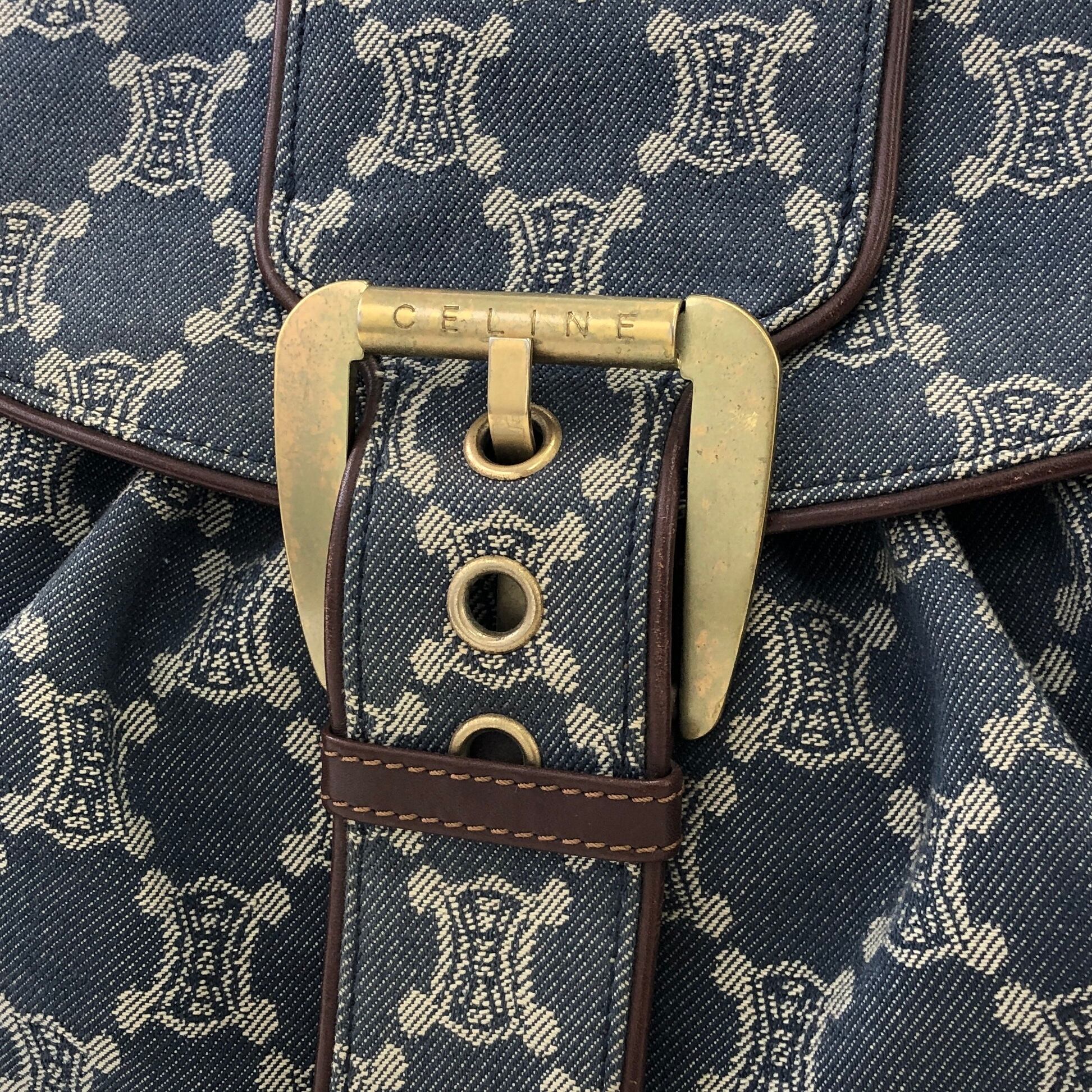 CELINE セリーヌ パリマカダム ロゴ デニム レザー ハンドバッグ CELINE セリーヌ パリマカダム ロゴ デニム レザー ハンドバッグ
