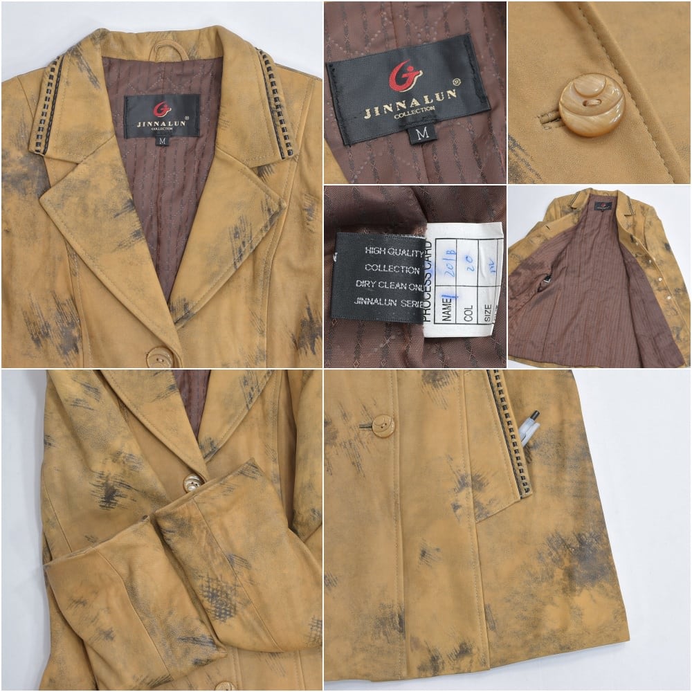 デッドストック 90～00s JINNALUN エイジング加工デザイン レザー