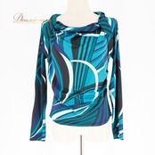 社交ダンス 衣装 トップス ブラウス グリーン系 チャコットロイヤルダンス Chacott ROYAL DANCE 日本製 練習 レッスン 伸縮 ストレッチ 緑 黒 青 長袖 上品 かわいい 落ち着いた色 パーティー イベント ブラック系 ブルー系