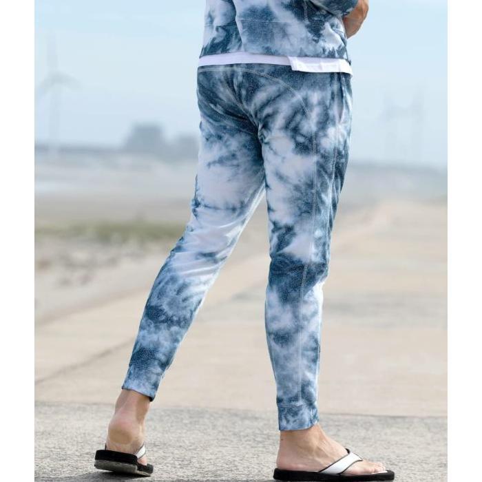 1PIU1UGUALE3 RELAX(ウノピゥウノウグァーレトレ)ラインストーンジップ刺繍ロゴスウェットパンツ ウノピゥ　デニムスウェット　Mサイズ