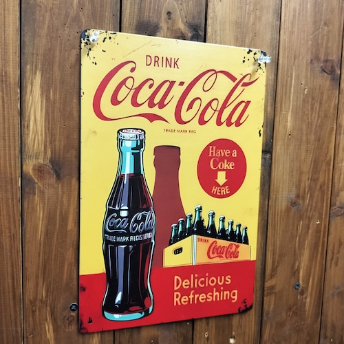 A4サイズ　ブリキ看板◆コカ・コーラ/Coca-Cola　h◆アメリカン　サイン　ロープライス
