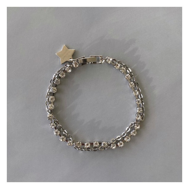 Silver Clear Glass Chain Bracelet
