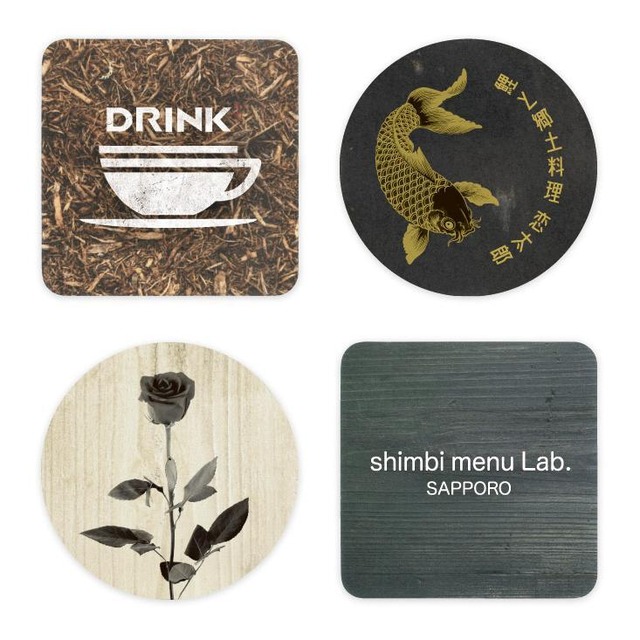 ペーパーコースター　SHIMBI SAPPORO（シンビ サッポロ）　UVインクジェットプリント　PCUV-01　丸型　角型　1mm厚　50枚セット　紙コースター