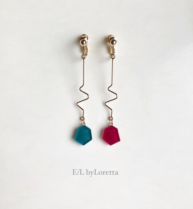 KAKERA design stick pierce/earring(Magenta × Green)