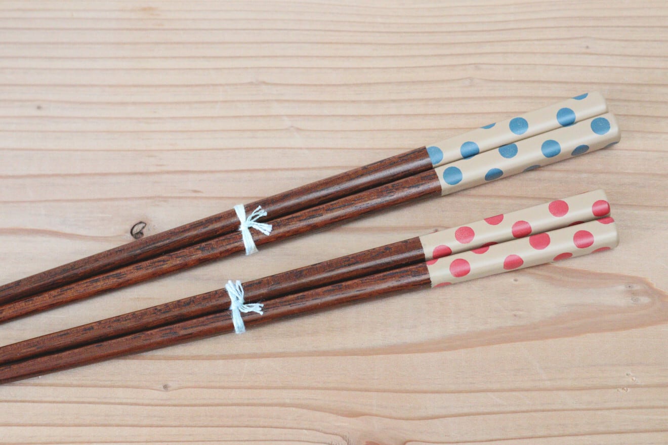 髙橋睦 拭き漆先絞箸(水玉)