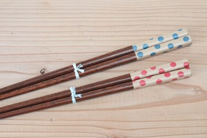 髙橋睦 拭き漆先絞箸(水玉)